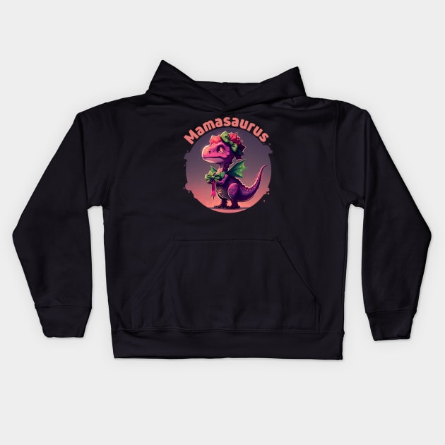 The Mighty Mamasaurus - always ready with a kiss and a roar Kids Hoodie by Snoe